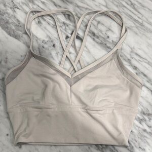 ALO Yoga Neutral Beige Crisscross Longline Sports Bra